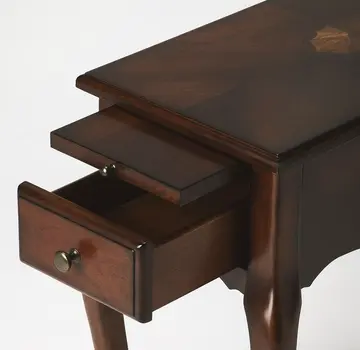 25" Cherry Brown Solid And Manufactured Wood Rectangular End Table With Drawer
