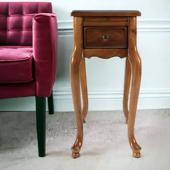 25" Brown Solid And Manufactured Wood Rectangular End Table With Drawer