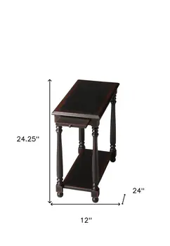 24" Black End Table With Shelf