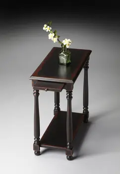 24" Black End Table With Shelf