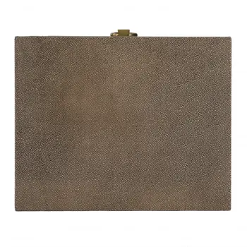 27" Gold and Brown Shagreen Faux Leather End Table With Drawer