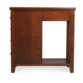 24" Medium Brown Manufactured Wood Rectangular End Table With Four Drawers And Shelf