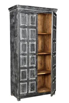 72" Dark Gray Solid Wood Pantry Or Storage Closet