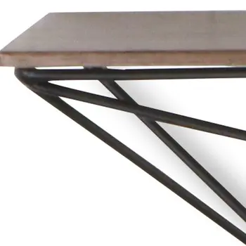 Set Of Two Black And Brown Wood And Metal Wall Mounted Accent Shelf
