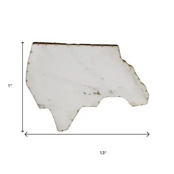 12" Gold And White Marble North Carolina Cheese Board