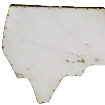 12" Gold And White Marble North Carolina Cheese Board
