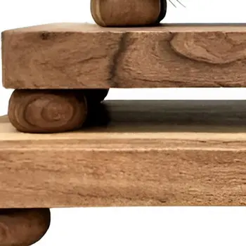 Set of Three Brown Solid Wood Raised Trays