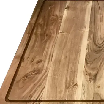 21" Brown Square Solid Wood Cutting Board With Juice Groove