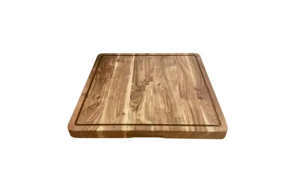 21" Brown Square Solid Wood Cutting Board With Juice Groove