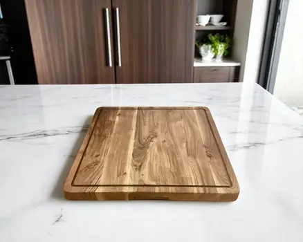 21" Brown Square Solid Wood Cutting Board With Juice Groove