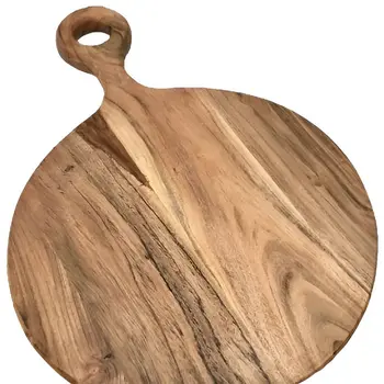 19" Brown Round Solid Wood Cutting Board