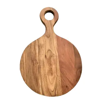 33" Brown Round Solid Wood Cutting Board