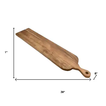 39" Brown Solid Wood Paddle Cheese Board With Handle