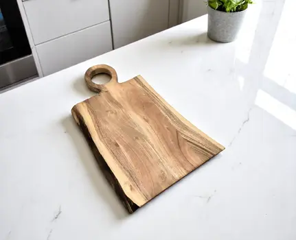 22" Brown Live Edge Solid Wood Cutting Board