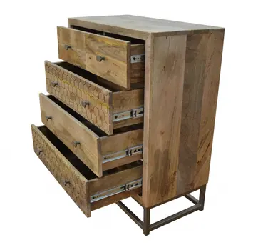 28" Brown Solid Wood Five Drawer Gentleman's Chest