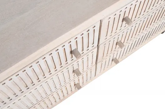 48" Brushed Ivory Solid Wood Six Drawer Double Dresser