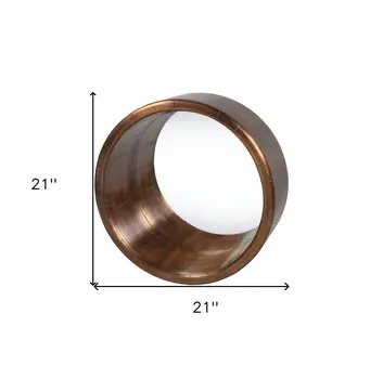 21" Copper Round Metal Framed Accent Mirror