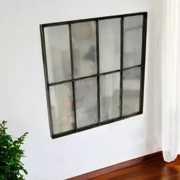 40" Black Square Metal Framed Accent Mirror
