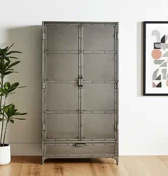 36" Silver Iron Drawer Combo Dresser