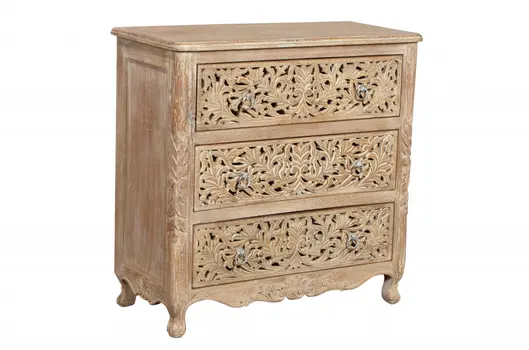 36" Antique White Solid Wood Three Drawer Dresser