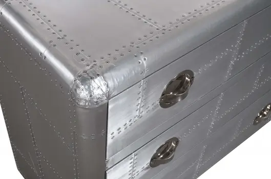 42" Silver Aluminum Three Drawer Dresser