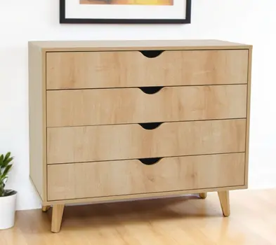 35" Natural Wood Four Drawer Dresser