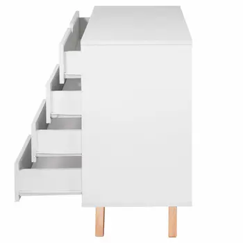 35" White And Natural Wood Four Drawer Dresser