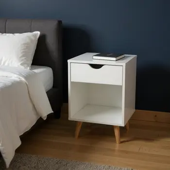 22" White One Drawer Nightstand