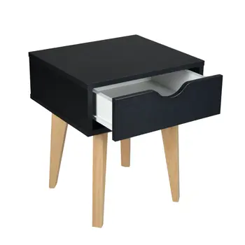 18" Black One Drawer Nightstand