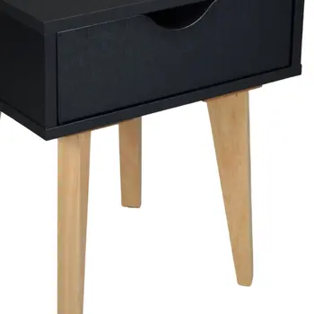 18" Black One Drawer Nightstand
