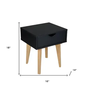 18" Black One Drawer Nightstand