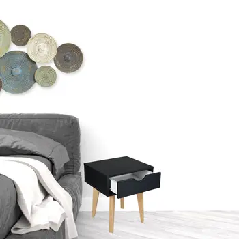 18" Black One Drawer Nightstand