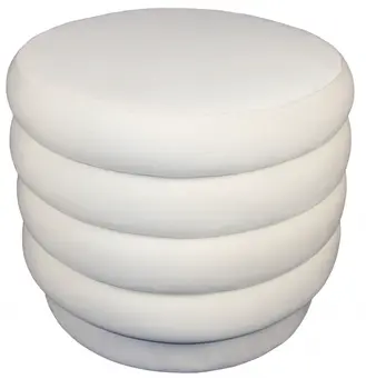 21" White Velvet Tufted Round Cocktail Ottoman