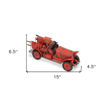 7" Red and Gold Metal Hand Painted 1923 style fire truck Model Car