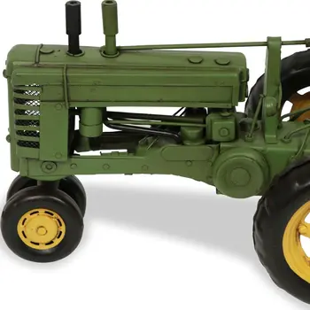 7" Green and Black Metal Hand Painted Model Tractor Tabletop Sculpture