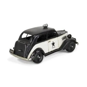 7" Black and White Metal Hand Painted 1937 Police Car Model Car