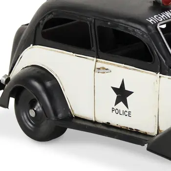 7" Black and White Metal Hand Painted 1937 Police Car Model Car