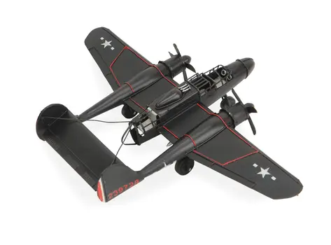 4" Black and Red Metal Hand Painted P-61 Black Widow Model Airplane