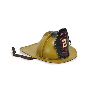 8" Yellow and Black Metal Fireman Hand Painted Figurine Tabletop Sculpture
