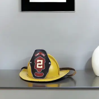 8" Yellow and Black Metal Fireman Hand Painted Figurine Tabletop Sculpture