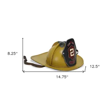 8" Yellow and Black Metal Fireman Hand Painted Figurine Tabletop Sculpture