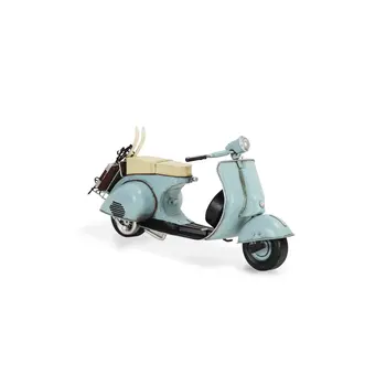 8" Blue and Black Metal Hand Painted Model Motorcycle Tabletop Sculpture