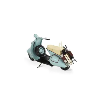 8" Blue and Black Metal Hand Painted Model Motorcycle Tabletop Sculpture