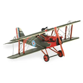 6" Red and Green Metal Hand Painted 1917 Vintage RAF Fighter Model Airplane