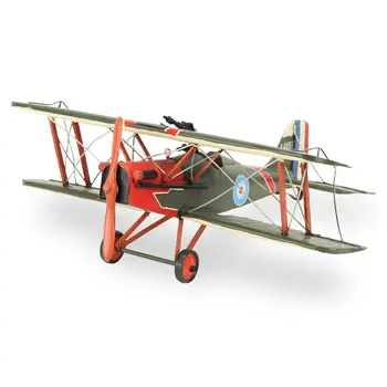 6" Red and Green Metal Hand Painted 1917 Vintage RAF Fighter Model Airplane