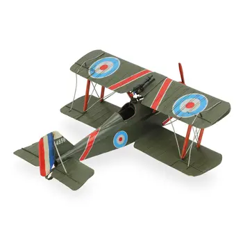 6" Red and Green Metal Hand Painted 1917 Vintage RAF Fighter Model Airplane