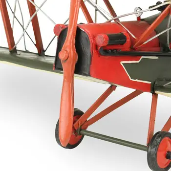 6" Red and Green Metal Hand Painted 1917 Vintage RAF Fighter Model Airplane