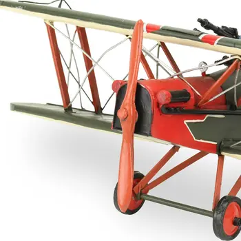 6" Red and Green Metal Hand Painted 1917 Vintage RAF Fighter Model Airplane