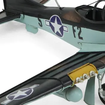 5" Black and Yellow Metal Hand Painted 1940's P-51 Mustang Model Airplane