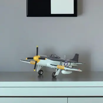 5" Black and Yellow Metal Hand Painted 1940's P-51 Mustang Model Airplane